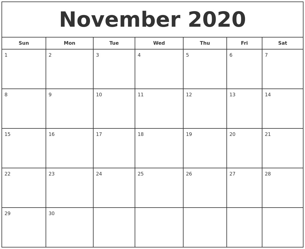 Printable 2020 Monthly Calendar Free October 2020 Printable Monthly