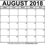 Printable August 2018 Calendar Templates 123calendars