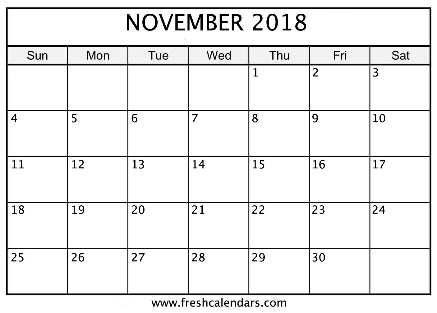 Printable Calendar November 2018 November Calendar Pinterest 