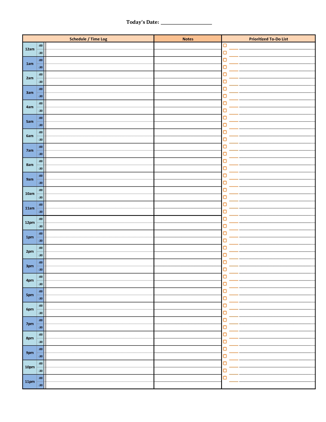 Printable Daily Hourly Schedule Template Dorm Schedule Templates 