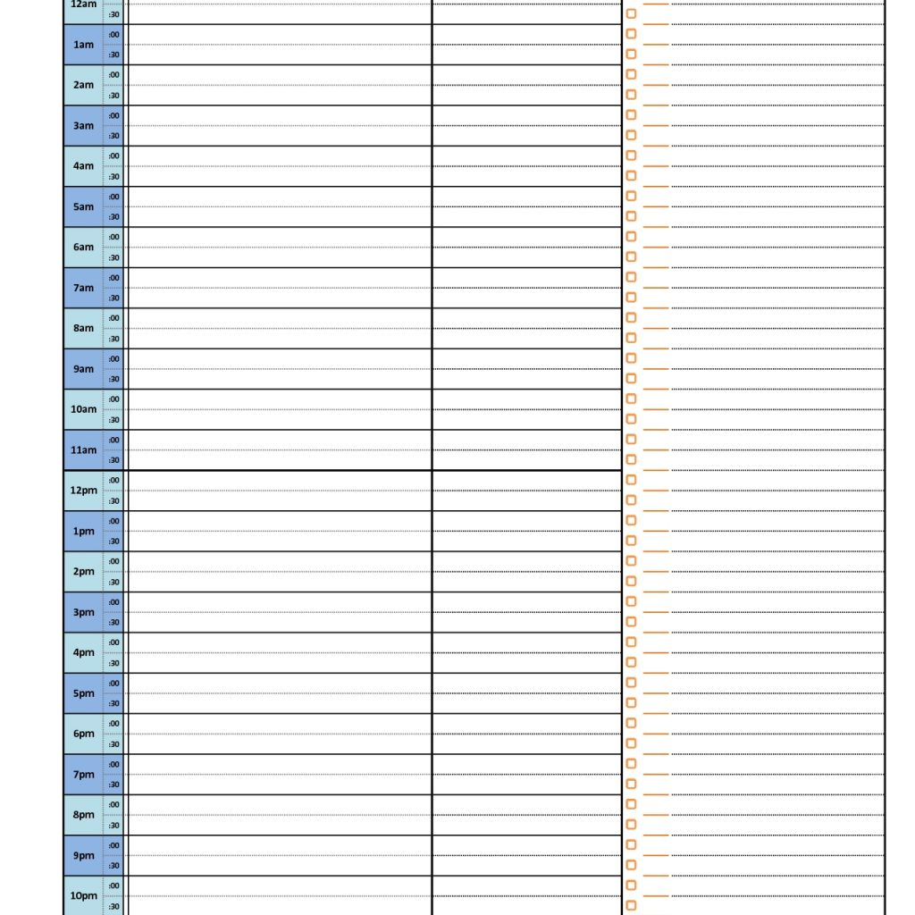 Printable Daily Hourly Schedule Template Dorm Schedule Templates