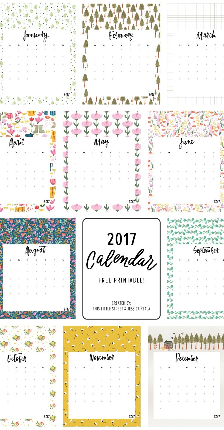 Printable Free 2017 Calendar Printables Pinterest Calendar 