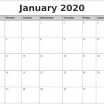 Printable Monthly Calendar 2020 Free 2020 Calendar Printable