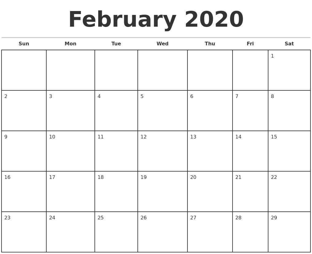 Printable Monthly Calendar For 2020 Printable Calendar 2017 Monthly