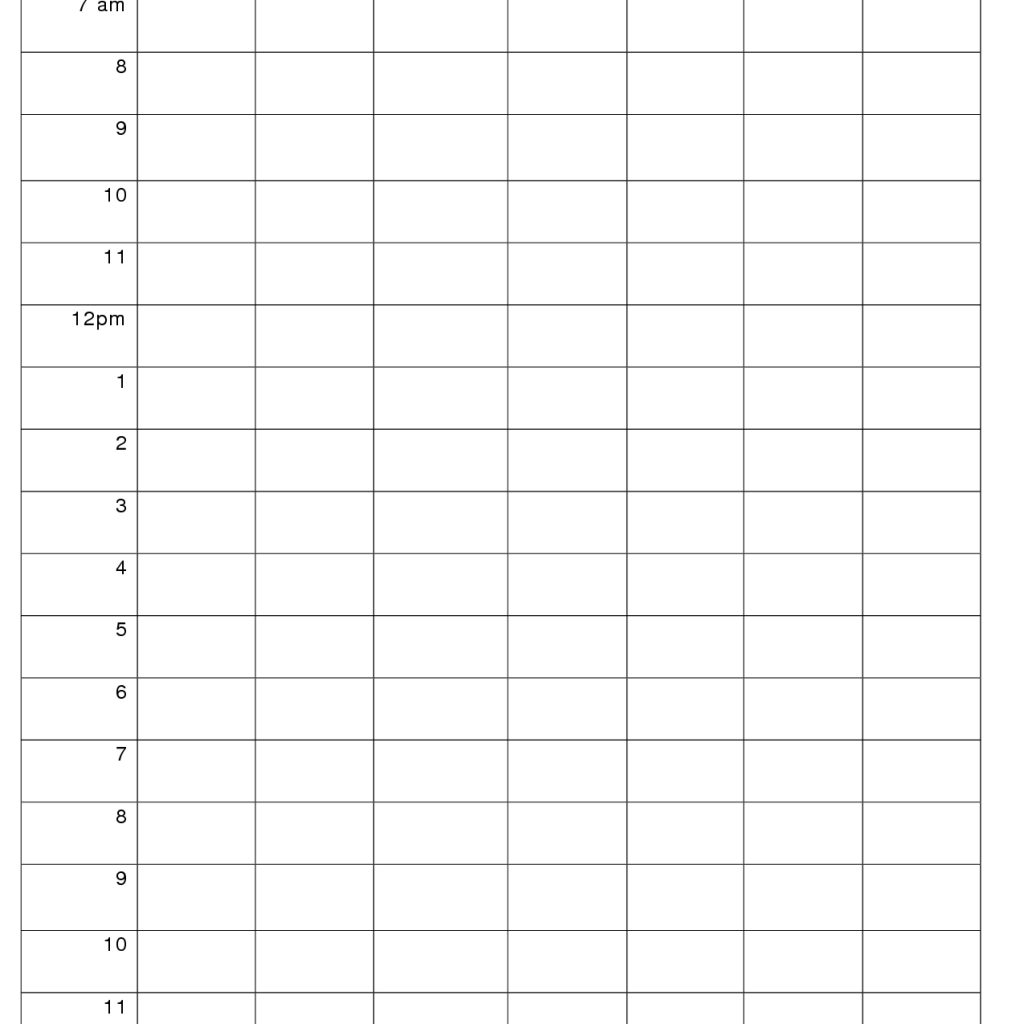 Printable Weekly Hourly Schedule Template List Template