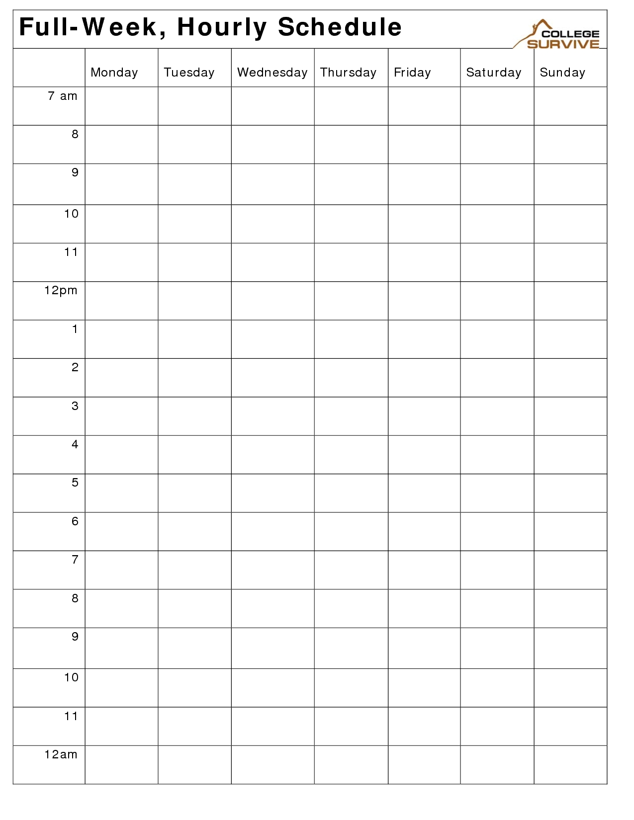 Printable Weekly Hourly Schedule Template List Template 