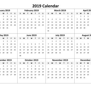 Printable Yearly Calendar 2019 Printable Calendar 2019 Pinterest