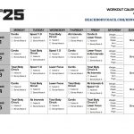 T25 Work Out Calendar Printable Focus T25 Calendar Focus T25