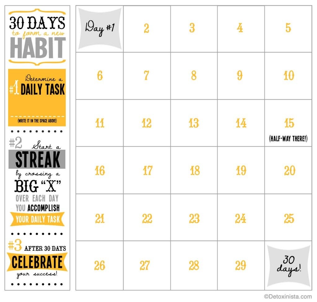 Use This Printable Calendar To Reach Your Goals In 30 Days Goal 