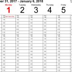 Weekly Calendar 2018 For Word 12 Free Printable Templates