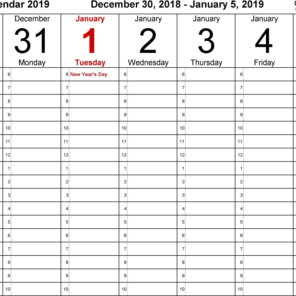 Weekly Calendar 2019 For Word 12 Free Printable Templates