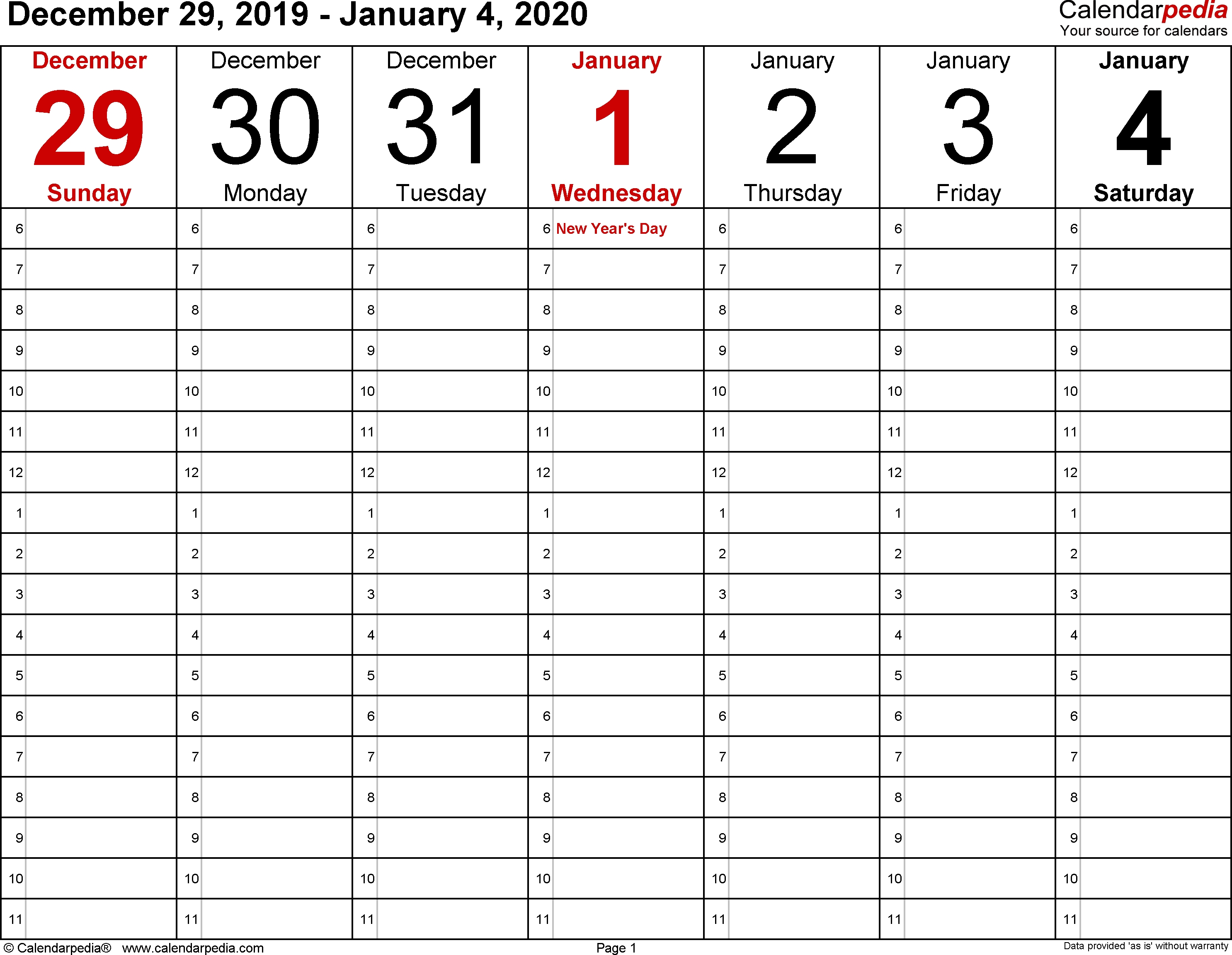 Weekly Calendar 2020 For Word 12 Free Printable Templates