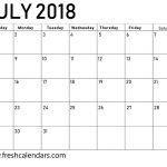 Blank July 2018 Calendar Printable Templates Printable Calendar 2018