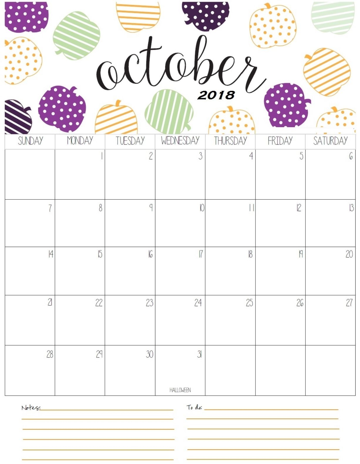 Cute October 2018 Calendar Calendar 2018 Pinterest October 