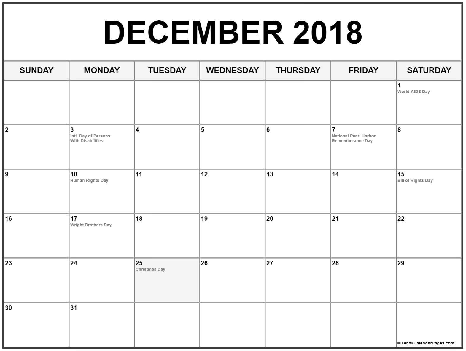 December 2018 Calendar Philippines 