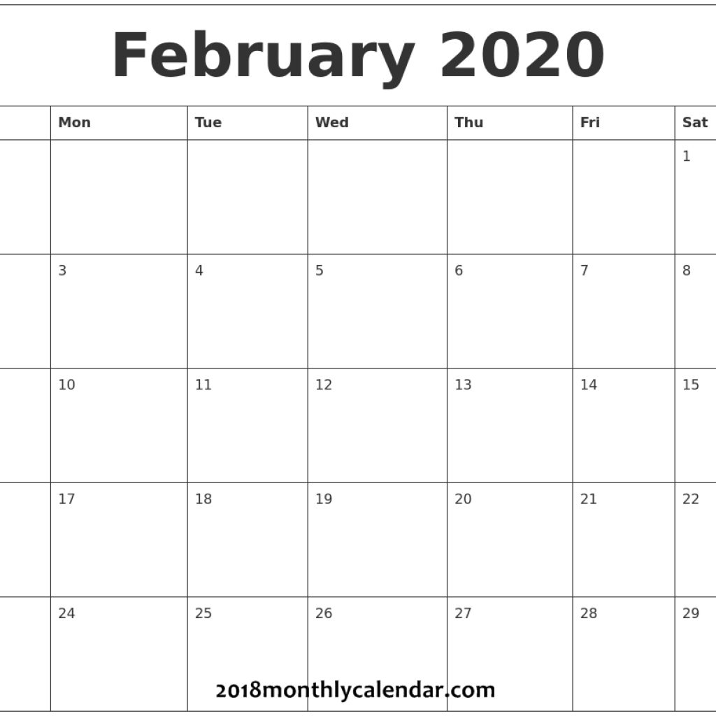 Download February Calendar 2020