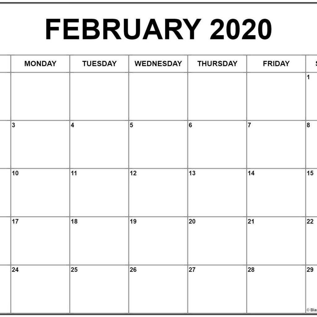 February 2020 Calendar Free Printable Monthly Calendars