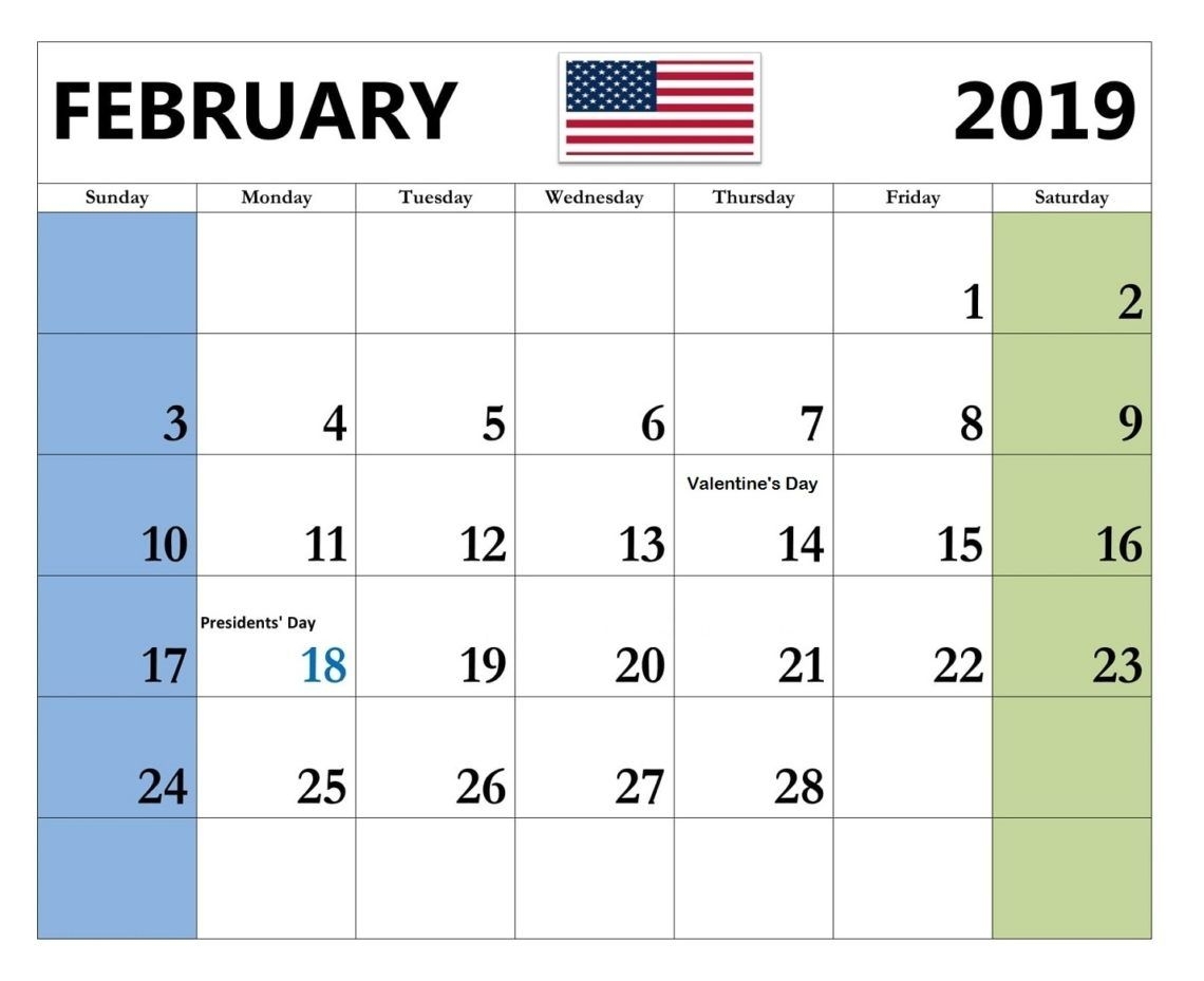 Free February 2019 Calendar With Holidays February February2019