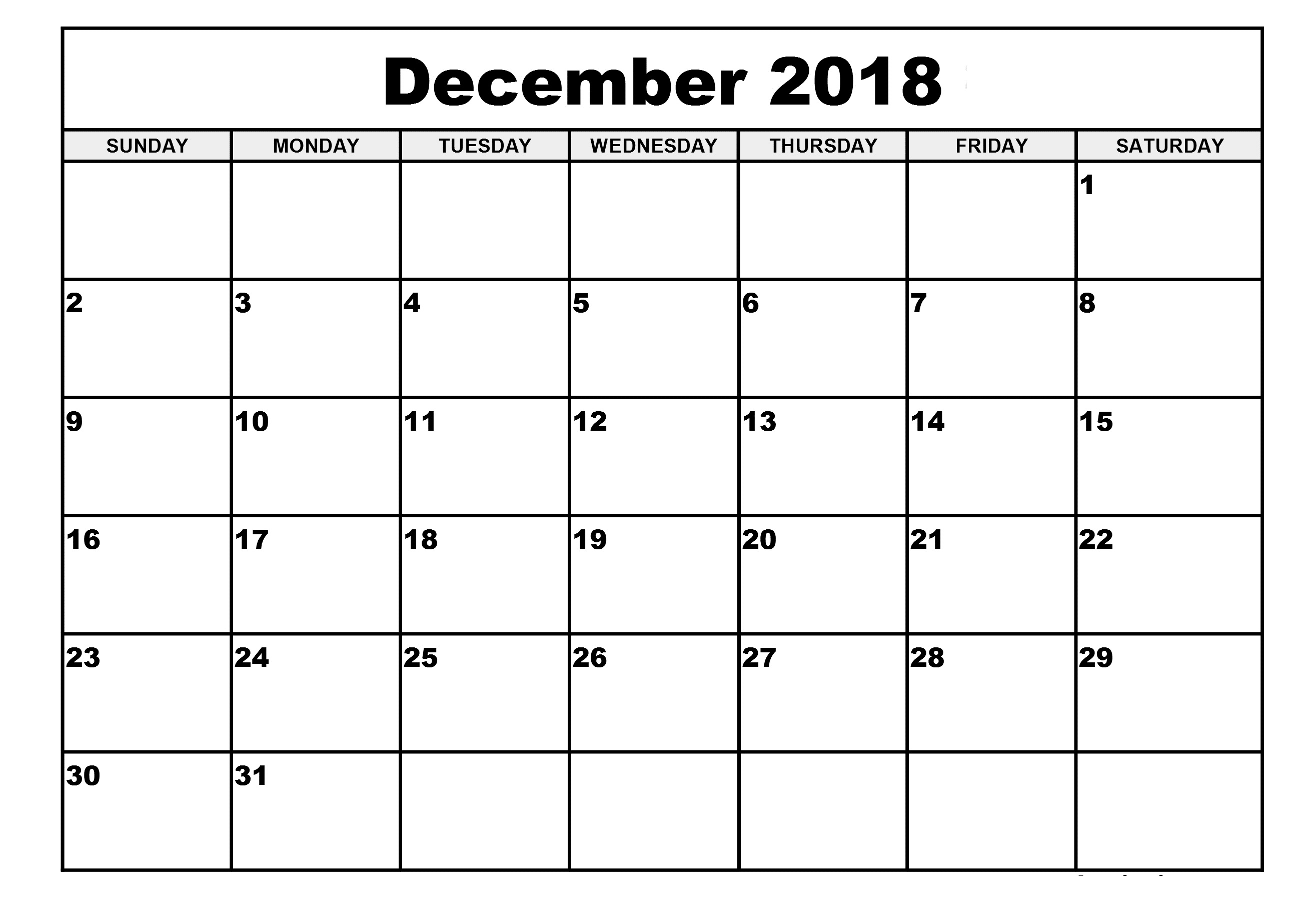 Free Printable December 2018 Editable Calendar September 2018