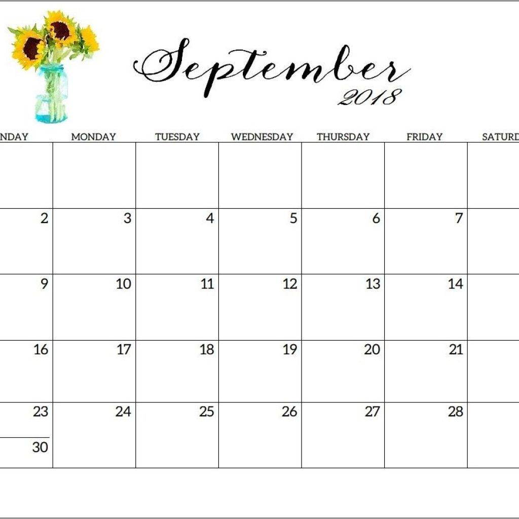 Free Printable September 2018 Wall Calendar Calendar 2018 2018