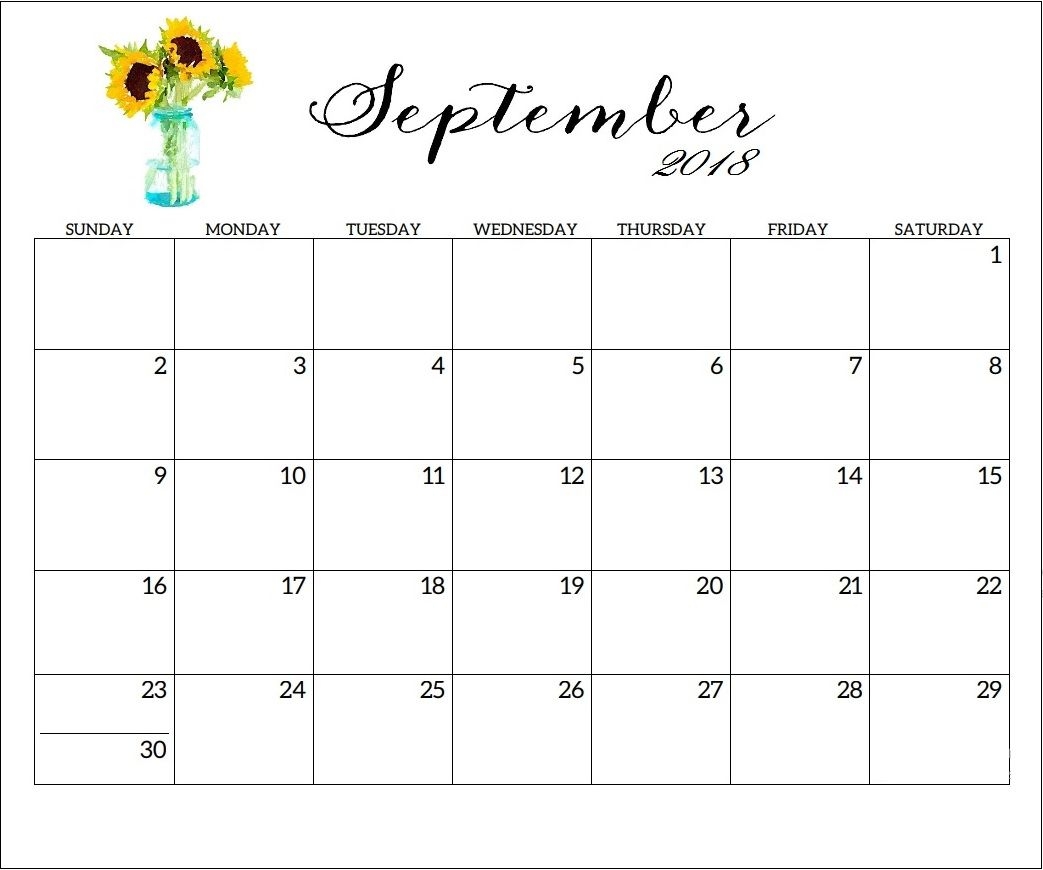 Free Printable September 2018 Wall Calendar Calendar 2018 2018