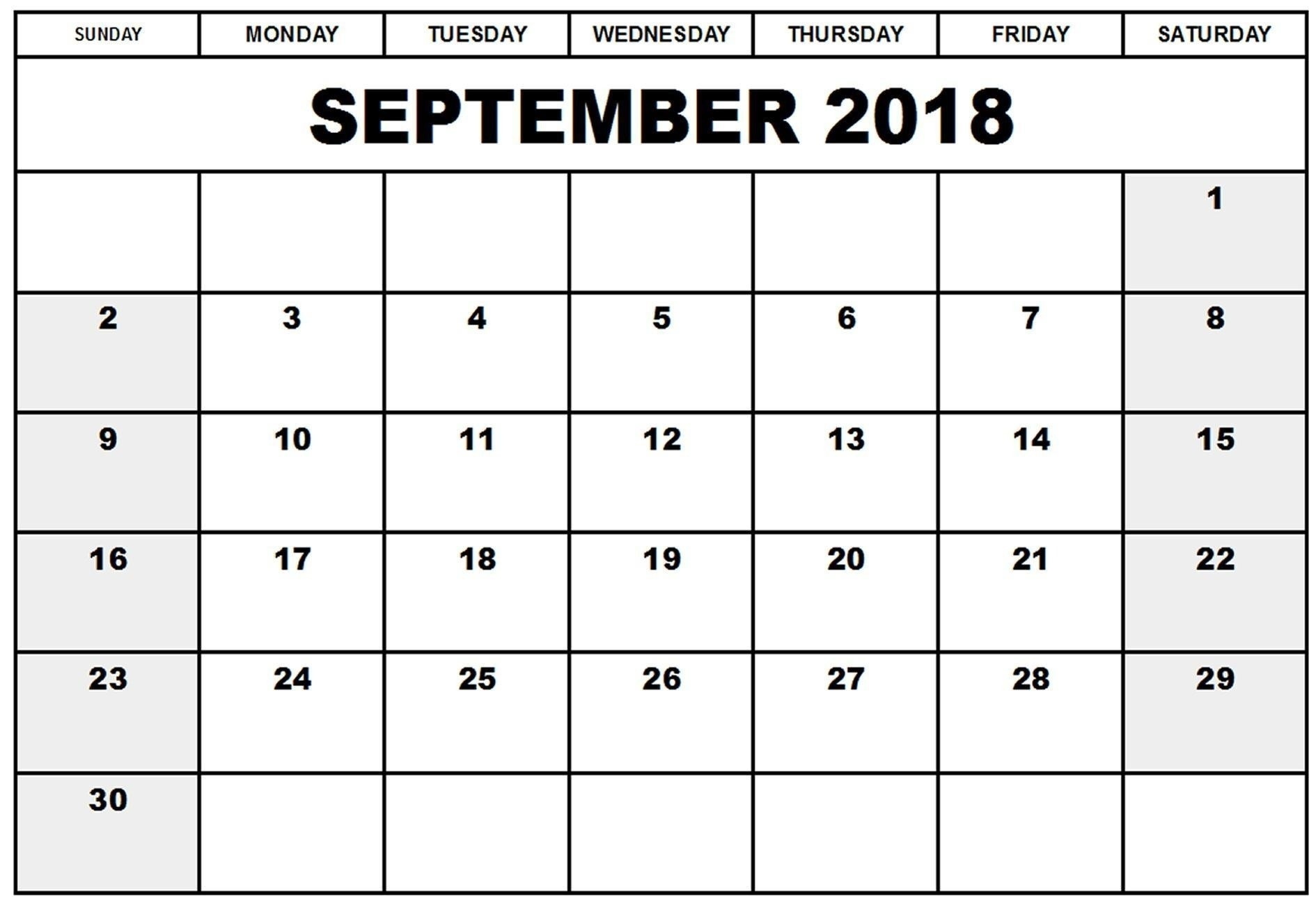 Free September 2018 Calendar Pdf With Holidays Task Management