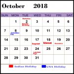 Holiday Calendar October 2018 Download Free March 2019 Calendar