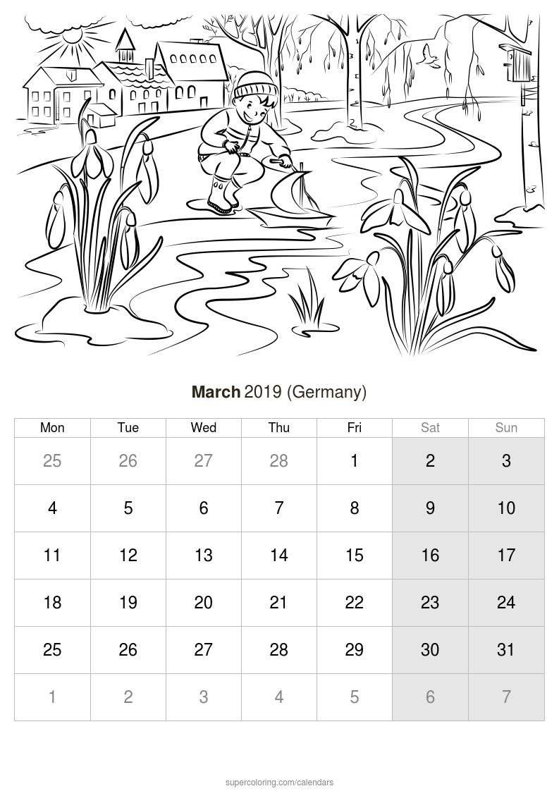 March 2019 Calendar Germany