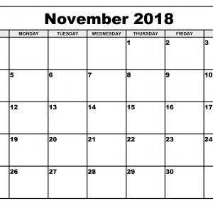 November 2018 Calendar Excel Jazz Gear