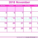 November 2018 Calendar Pink November Calendar Pinterest