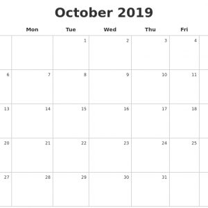 October 2019 Calendar Tumblr Free Coloring Pages