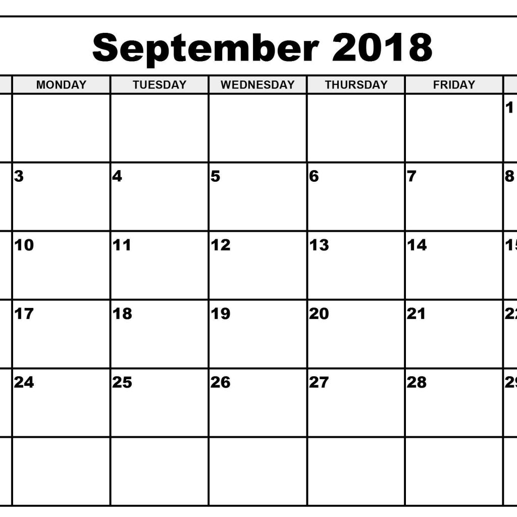 Online Calendar September 2018 Printable Pdf September 2018