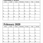 Print January February 2020 Calendar Template 2 Month Calendar