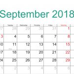 September 2018 Calendar Word