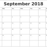 September 2018 Custom Printable Calendar