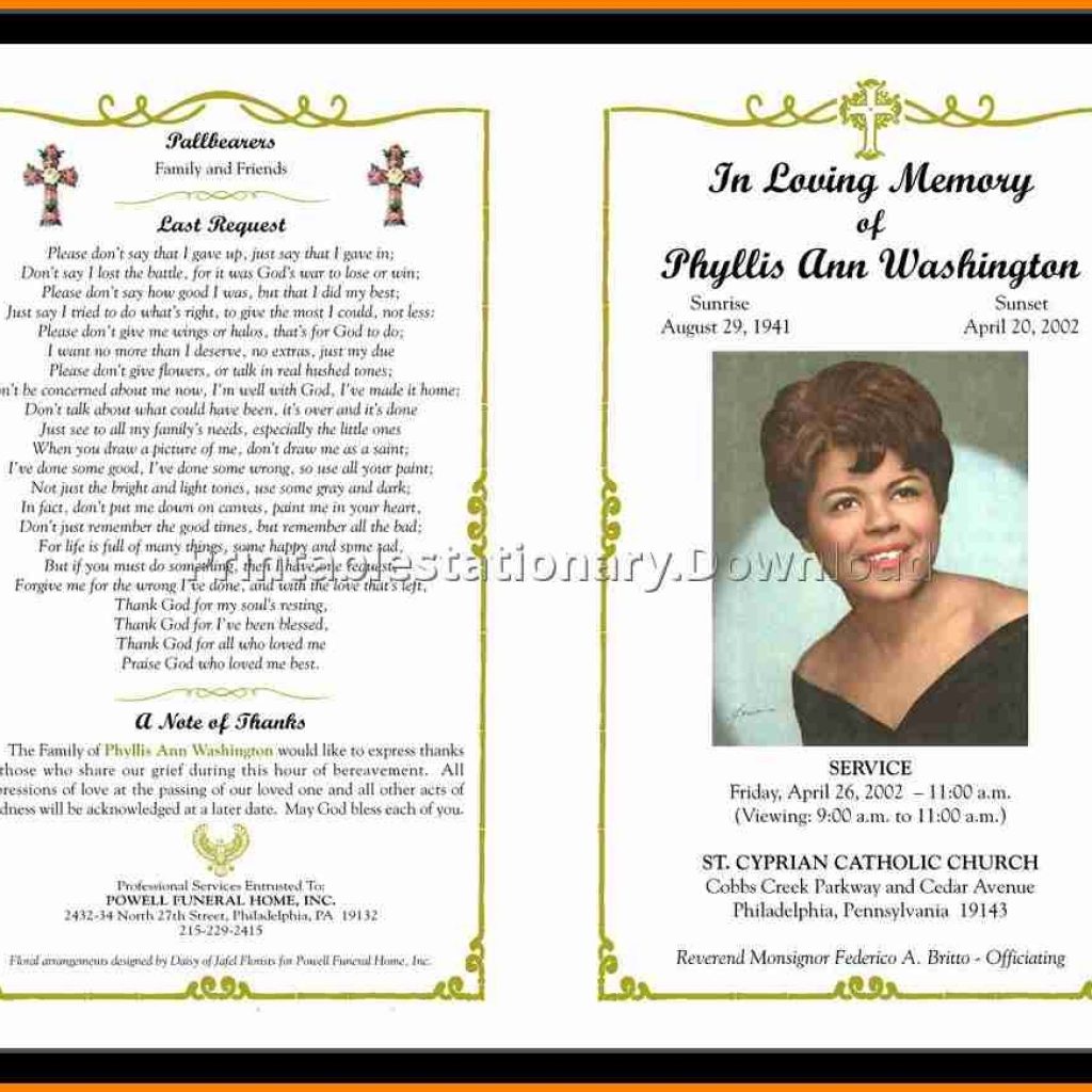 12 Free Funeral Program Layout Quick Askips