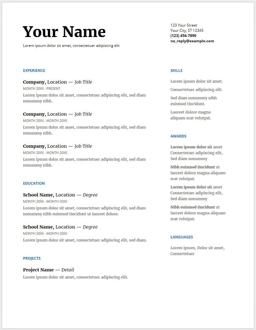 12 Free Minimalist Professional Microsoft Docx And Google Docs Cv 