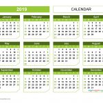 2019 Yearly Calendar Printable Landscape Format Champer Design