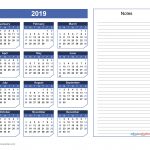 2019 Yearly Calendar With Notes Printable Chamfer Collection