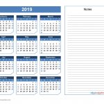 2019 Yearly Calendar With Notes Printable Chamfer Collection Office