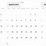 3 Month Calendar February March April 2019 Calendar Monthly