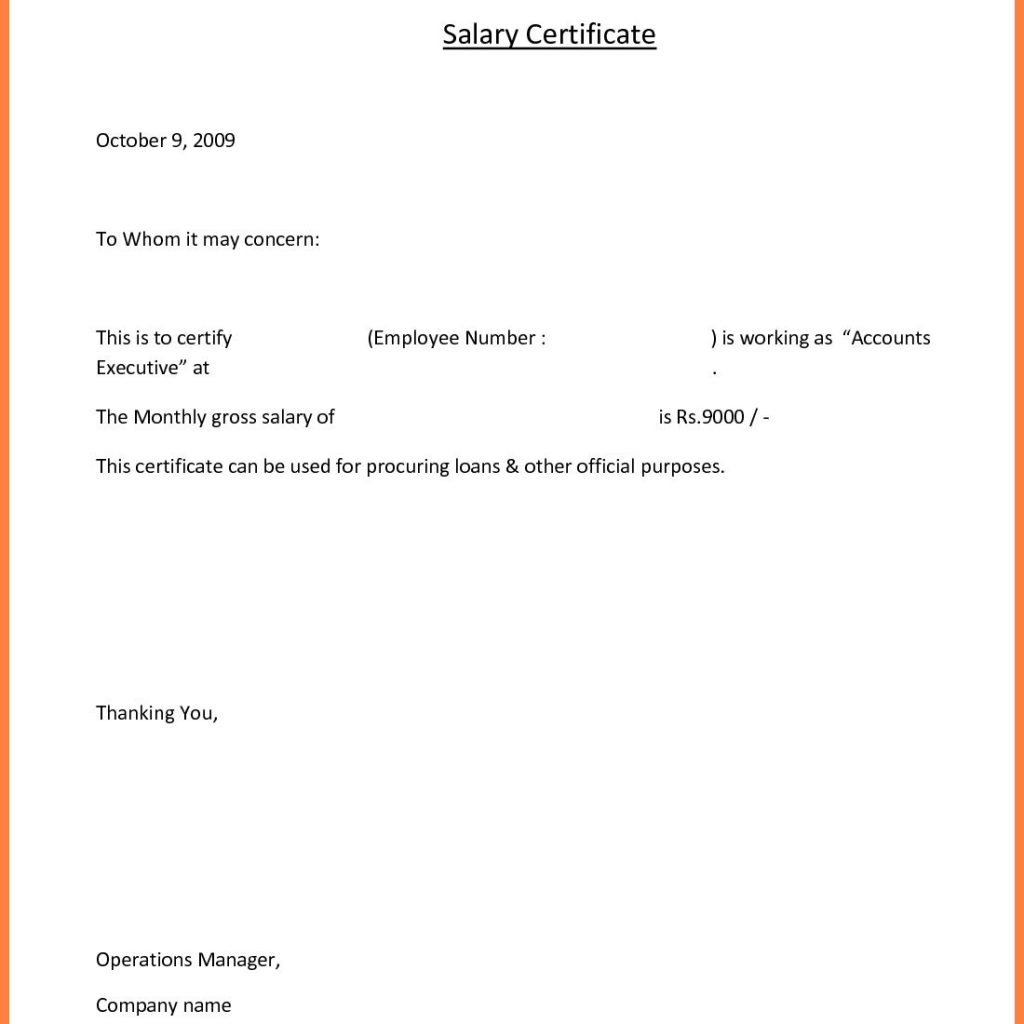 5 Salary Certificate Templates For Employer Pdf Doc Free