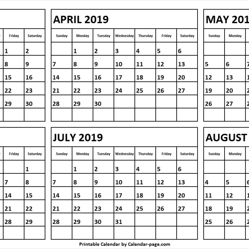 6 Month Calendar March To August 2019 Blank 6 Month Calendar