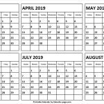 6 Month Calendar March To August 2019 Blank 6 Month Calendar