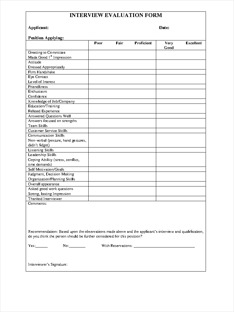 9 Interview Evaluation Form Examples Samples In Pdf Examples 