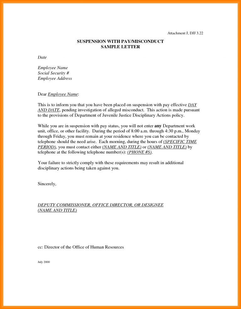 9 Suspension Letter To Employee Phoenix Officeaz | Qualads