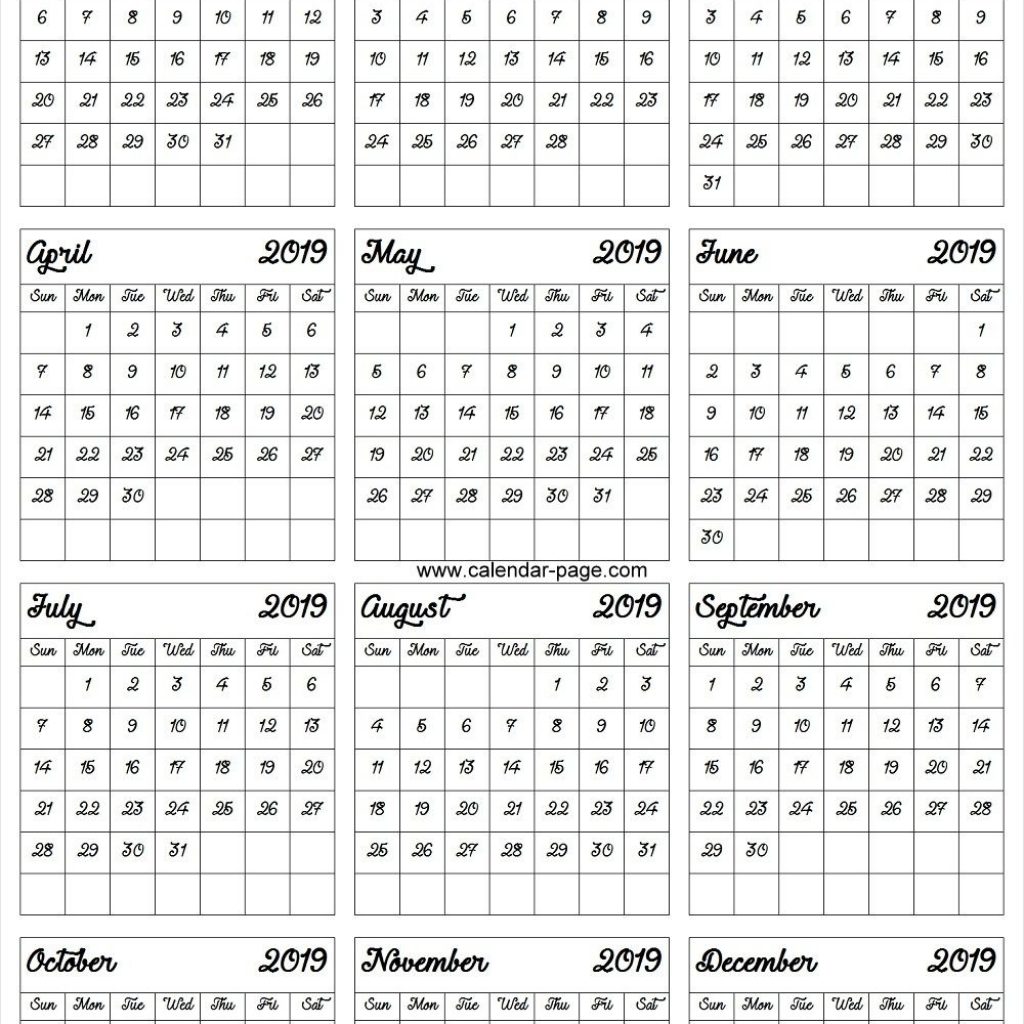 A4 2019 Year Calendar 2019 Calendar Template Calendar 2019