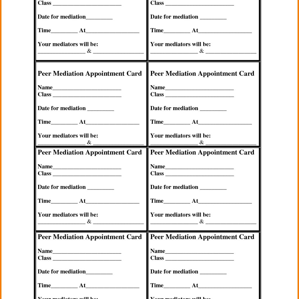 Appointment Card Template Printable