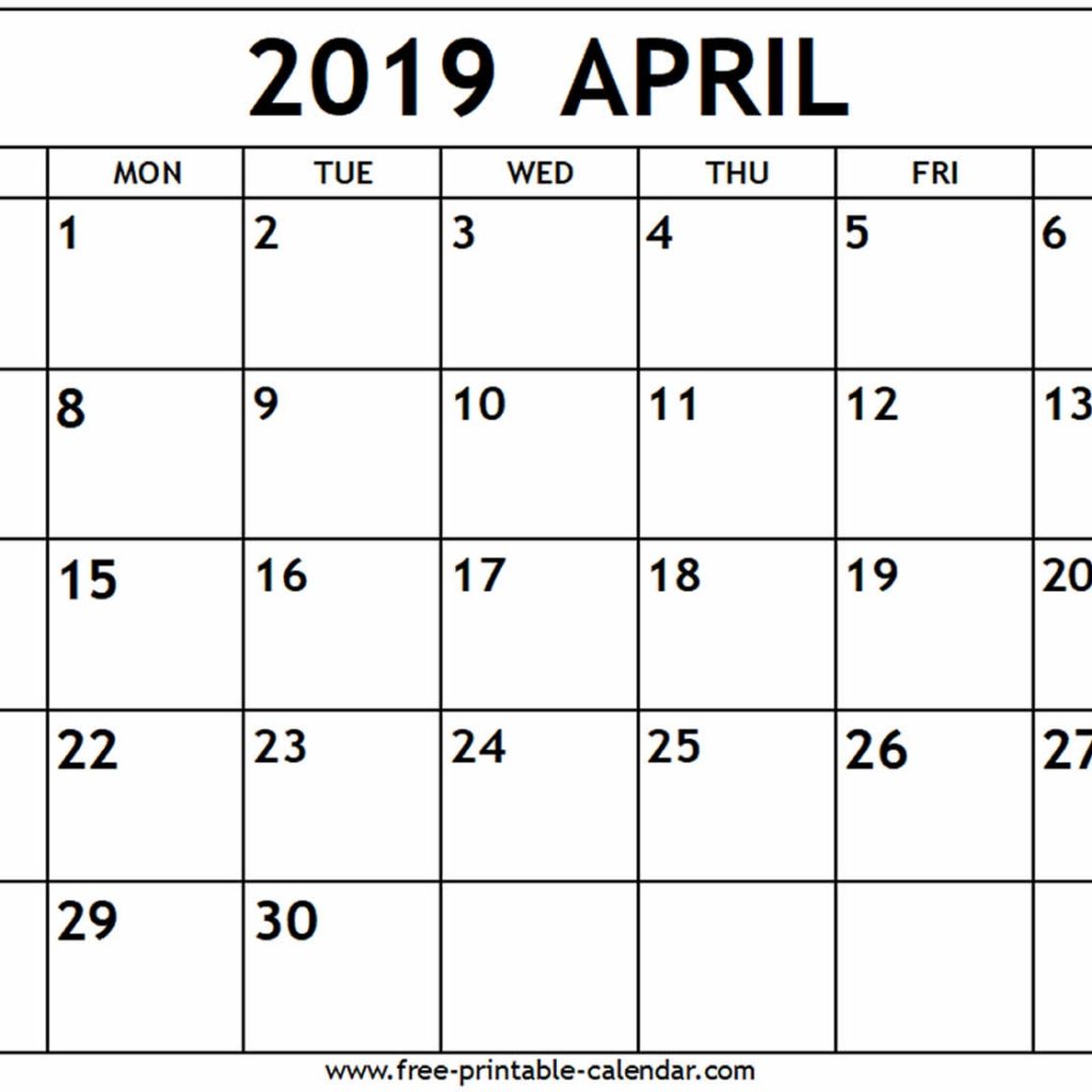 April 2019 Calendar Free Printable Calendar