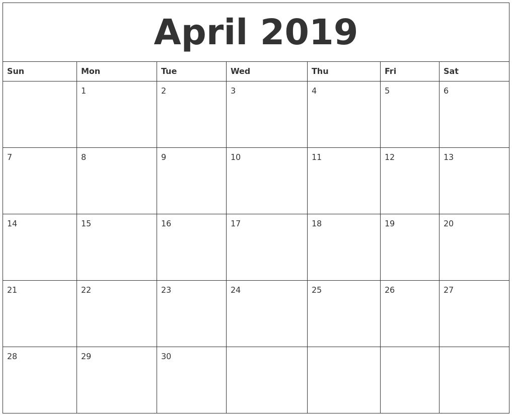 April 2019 Calendar May 2019 Printable Calendar 